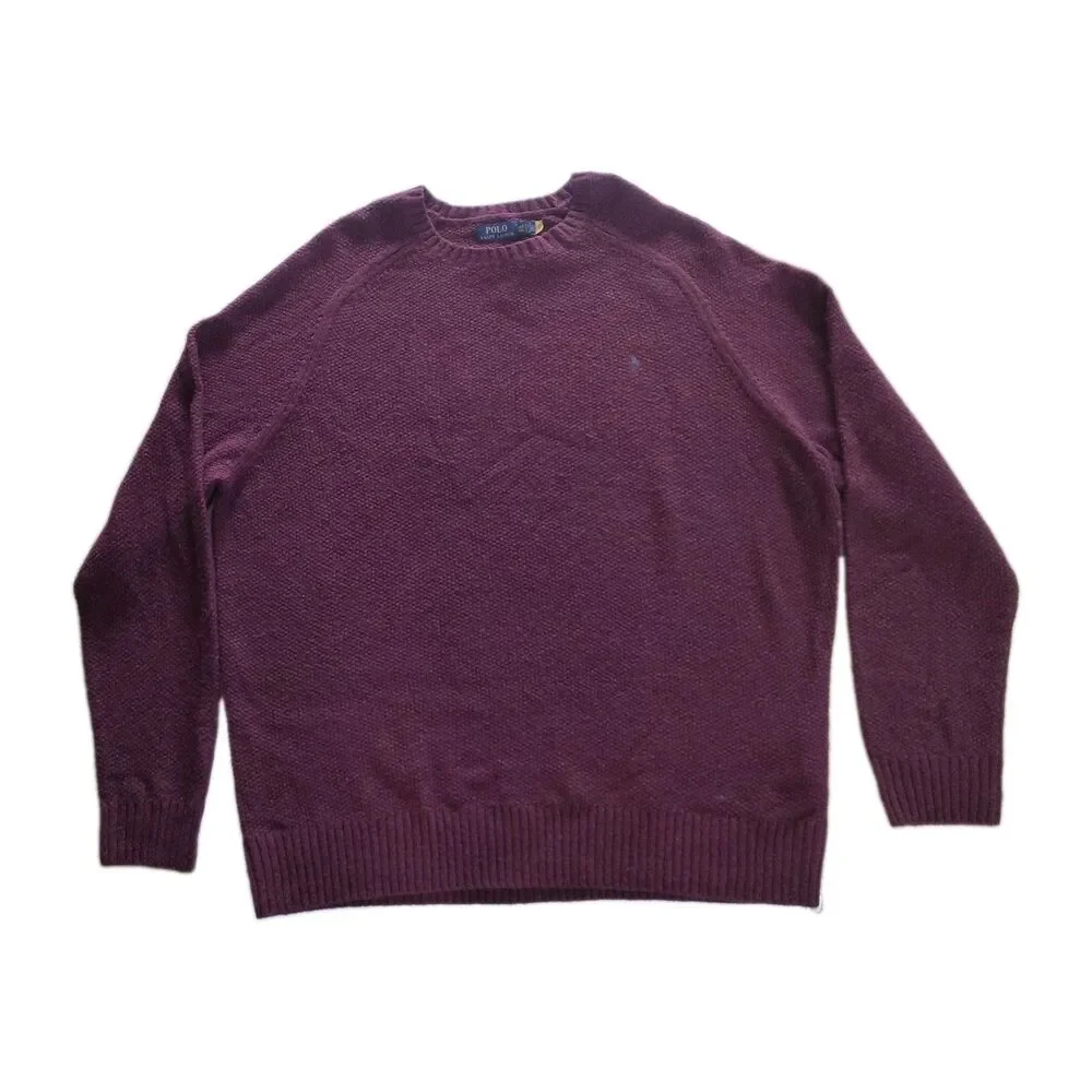 Polo Ralph Lauren Men's 4XL Tall Crewneck Sweater Burgundy Wool Blend NWT $148